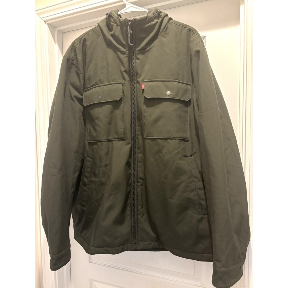 Levi's Men's XXL Olive Green Hooded Quilted Lined Utility Jacket NWT